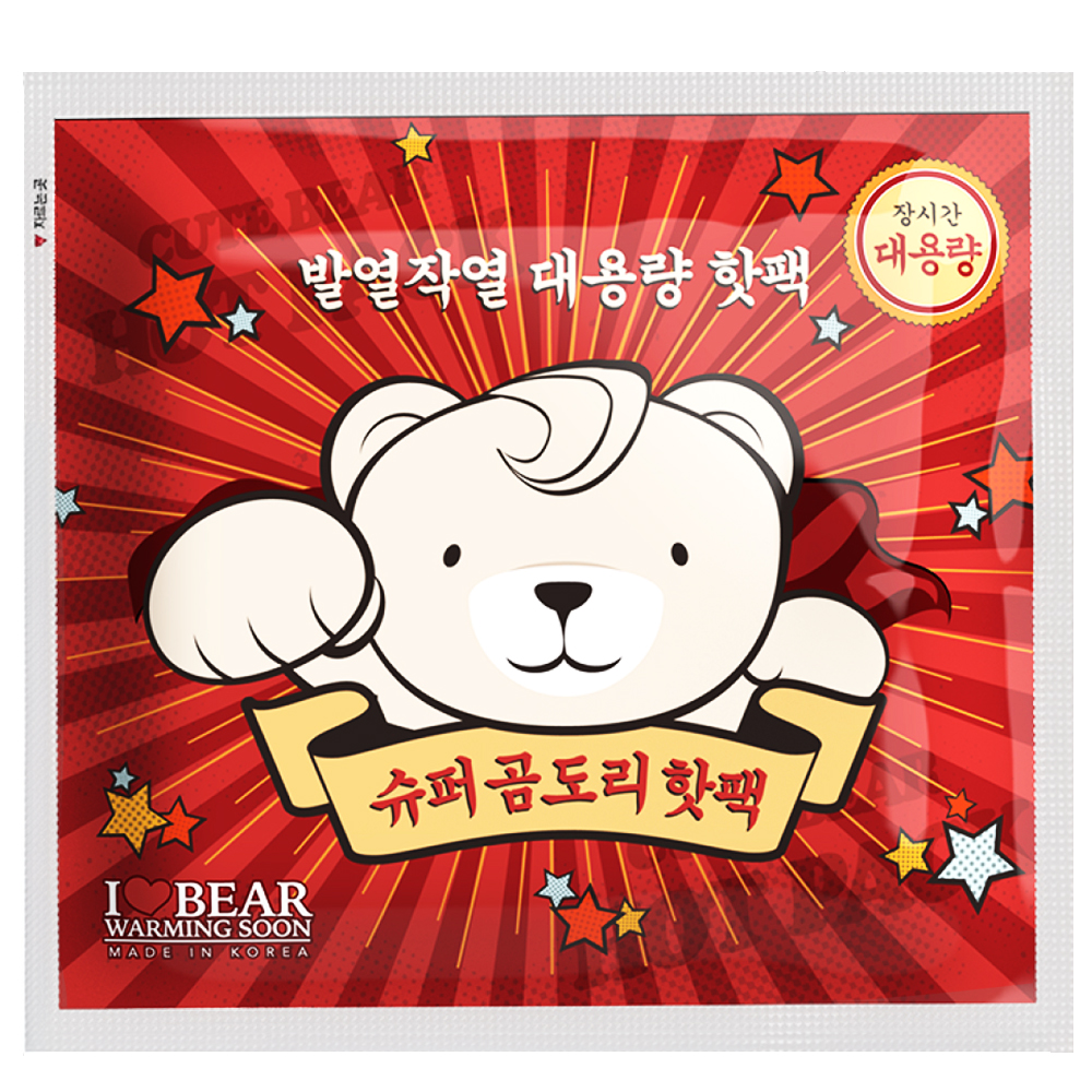 슈퍼곰도리 발열작열 대용량 핫팩 160g+국내생산 군용 군인 곰돌이 대형 20개 : 곰도리 시리즈