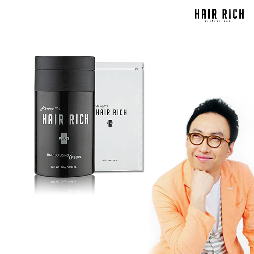 박명수 흑채 헤어리치 리필정품,리필용기+리필팩 16g,리필용흑채,오래쓰는흑채,흑체,증모제,당일발송~ : 지티엘코리아