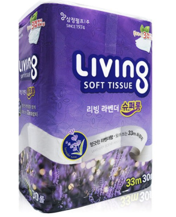 삼정펄프 리빙데코 리빙 라벤더 수퍼롱 3겹 33m 30롤 : 블레스트리