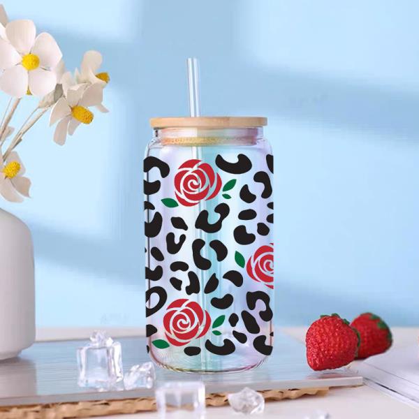 도자기접착제 만능 UV DTF 전송 스티커 16oz 컵 랩 식물 꽃 프린팅 DIY 유리 세라믹 금속 가죽 등 D8769 : 히팅바디