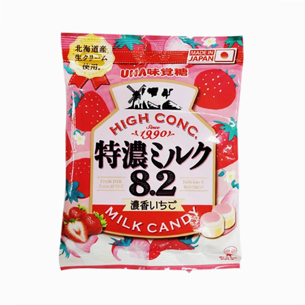 미카쿠토 UHA 토쿠노 밀크 딸기 캔디 58g 8.2농축 딸기우유캔디 일본사탕 : 니나노마켓몰