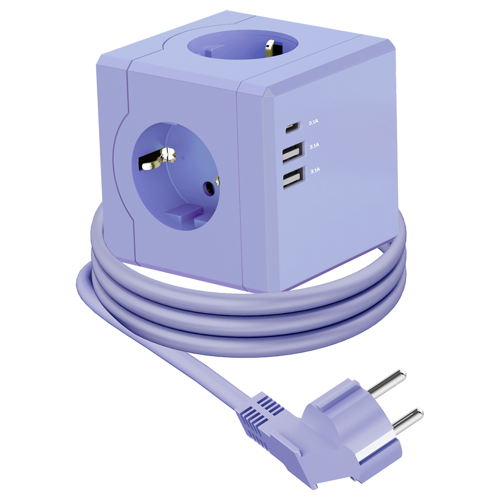티메코 SF02 SF코팅 큐브 디자인 멀티탭 고용량 USB C타입 케이블형 1.8m : 케이하이몰