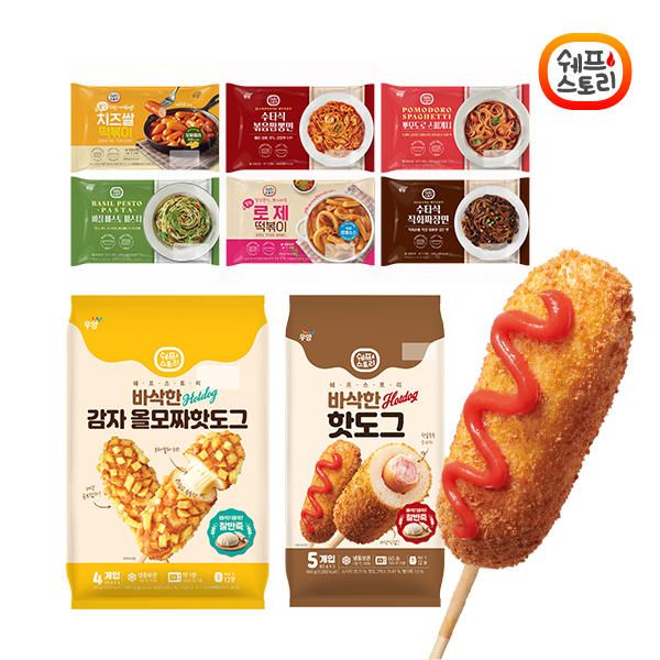 [] 쉐프스토리 간편식 모음전/ 핫도그 떡볶이 파스타 짜장 짬뽕 꽈배기 [내일도착]쉐프스토리 바삭한 핫도그 400g 2봉 : A 브랜드 멀티샵