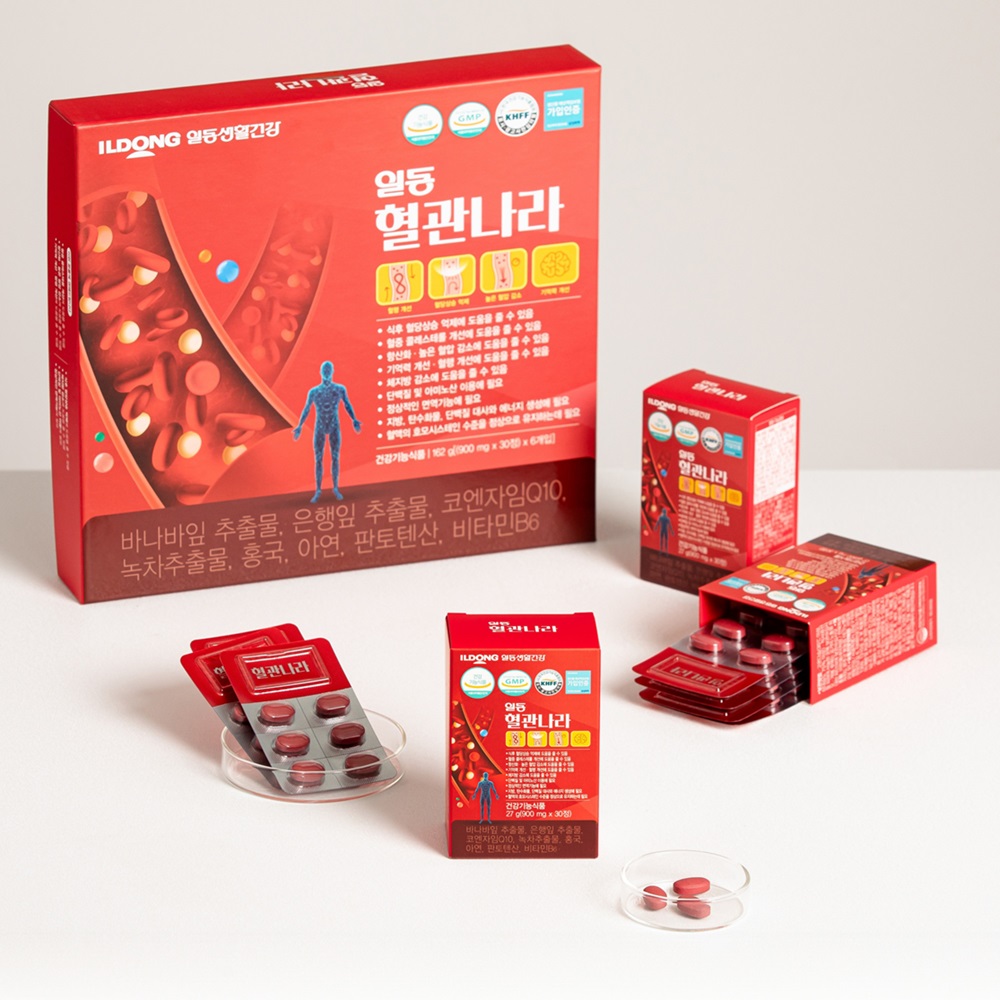 [일동 혈관나라] 혈행·기억력·체지방 케어 건강기능식품 – 코엔자임Q10·은행잎·바나바잎 추출물 함유 (30정) : 웰니스이너셀