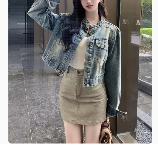 하이라운드 워싱 숏데님자켓 : 일레븐스타일