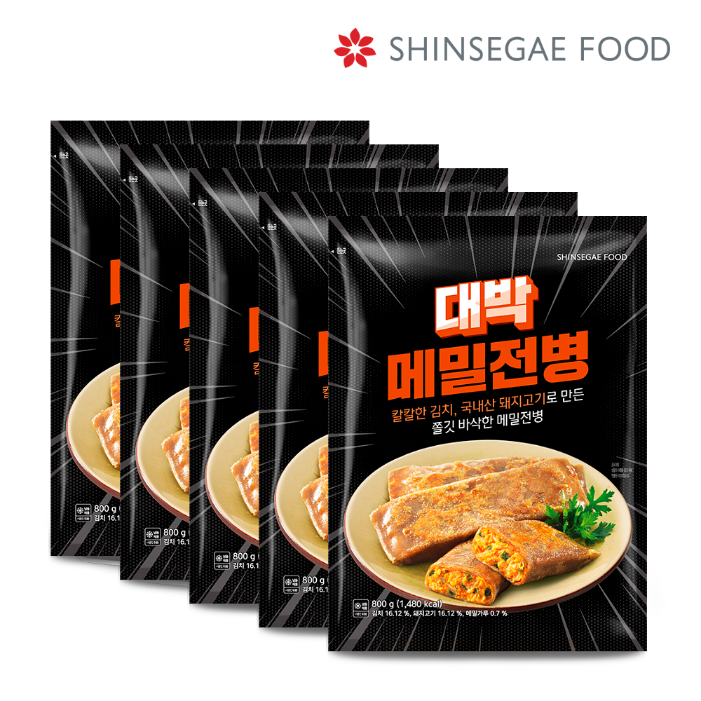 신세계푸드 대박 메밀전병 800g x 5봉 (냉동) 칼칼한 김치와 국내산 돼지고기 안주 : 푸드채널