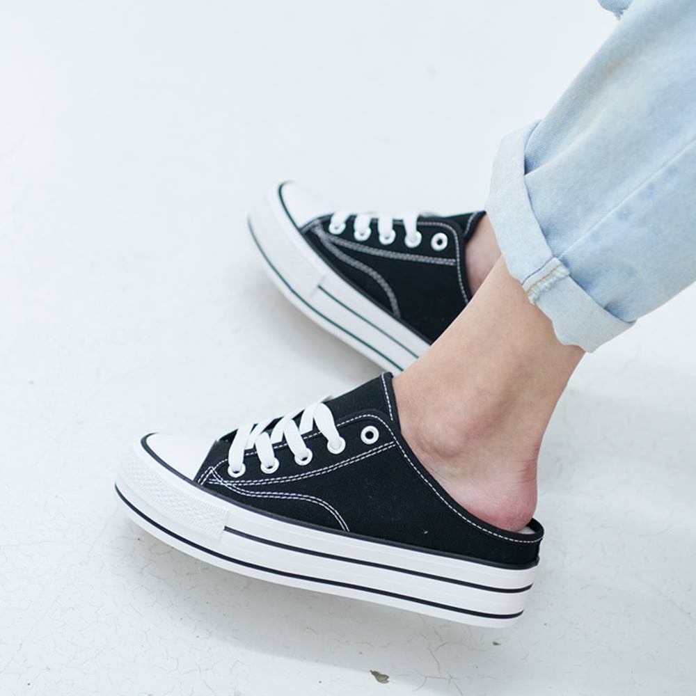 키높이신발 5cm 키높이 여성 뮬운동화 뮬슬리퍼 블로퍼 : 키높이 신발