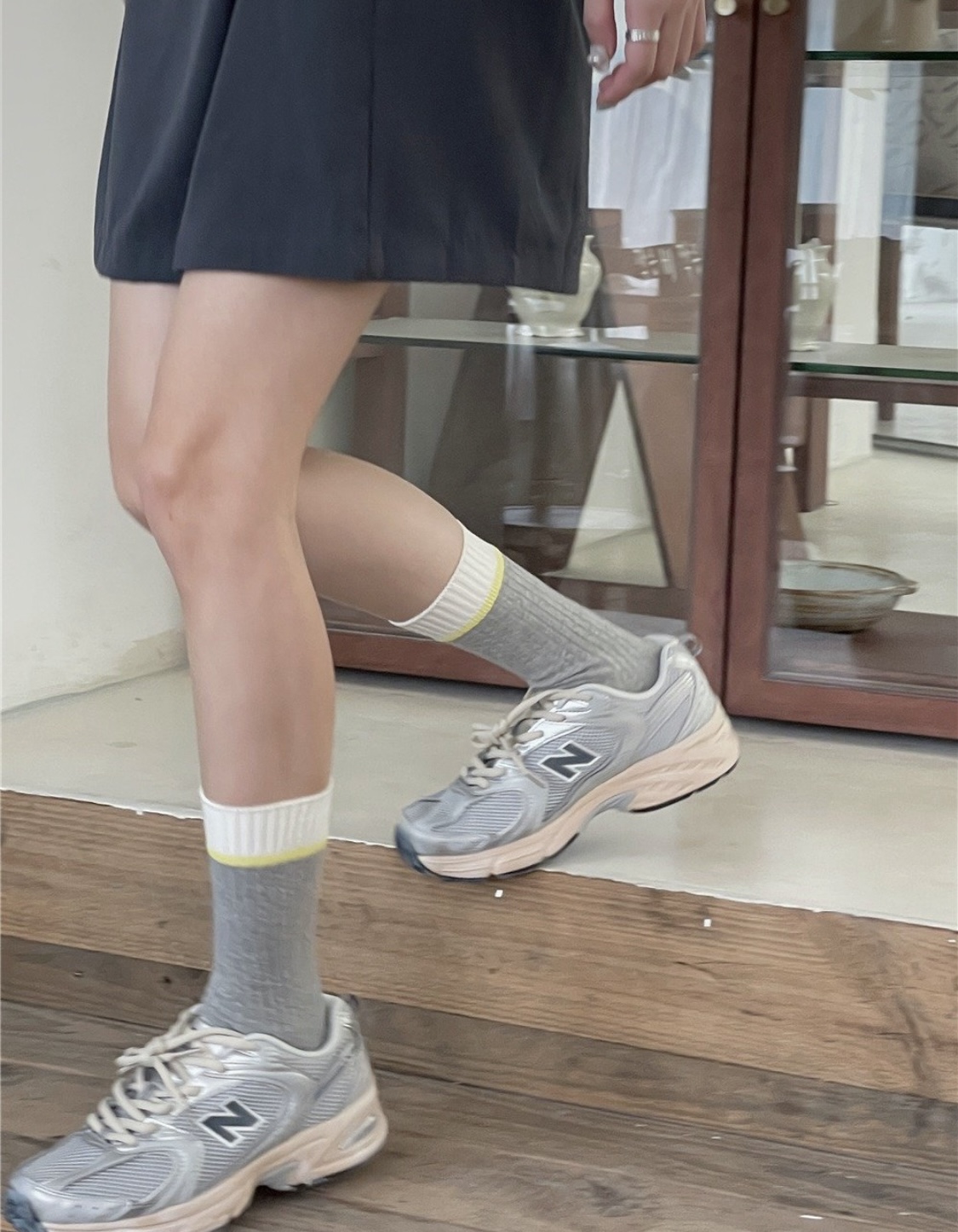 가을 배색 장목양말 컬러삭스 심플한 골지양말 : 오알디삭스