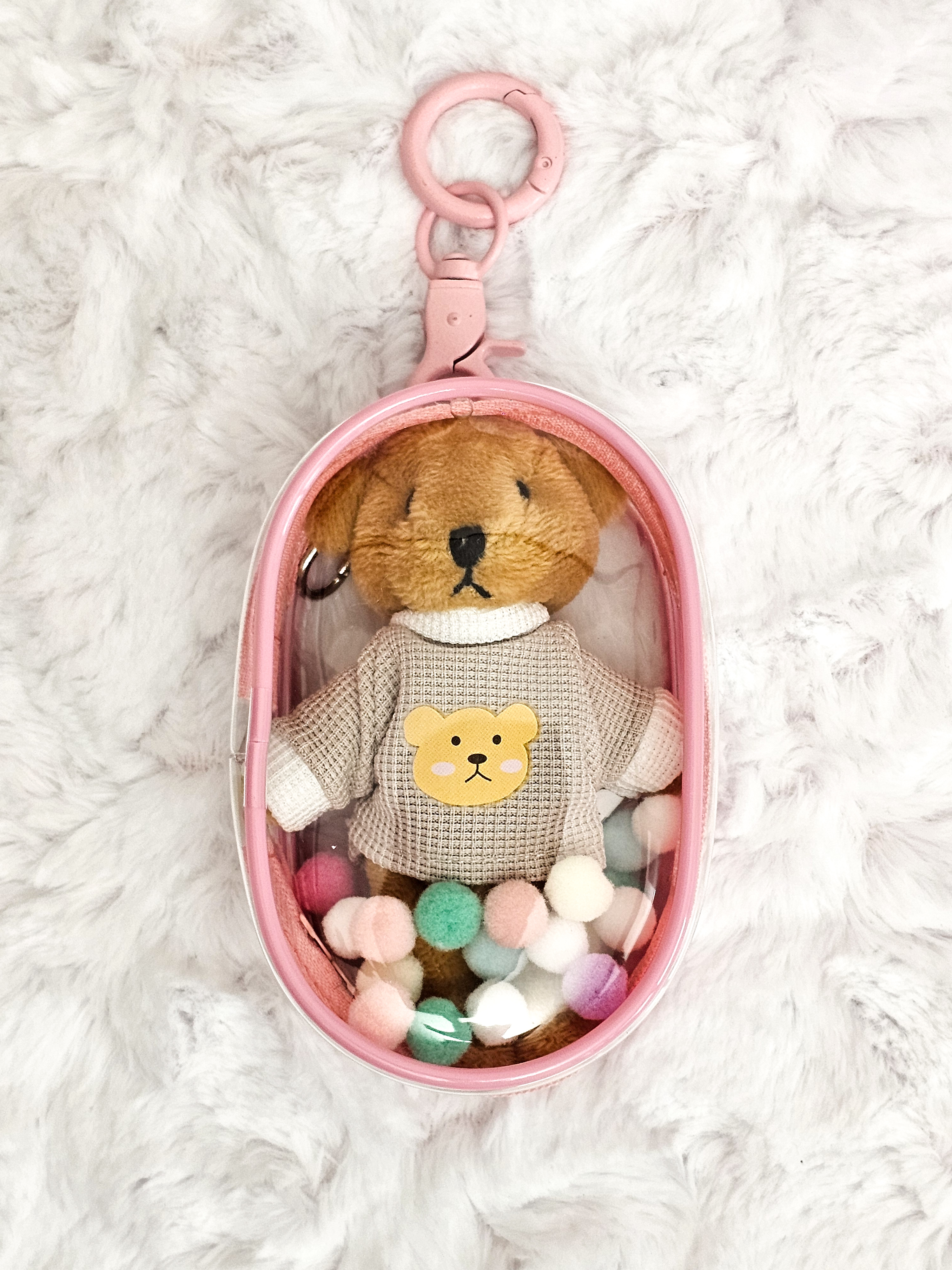 오타코 10cm 파스텔 미니 인형 파우치 투명 가방 키링 솜 보관 : 오타코