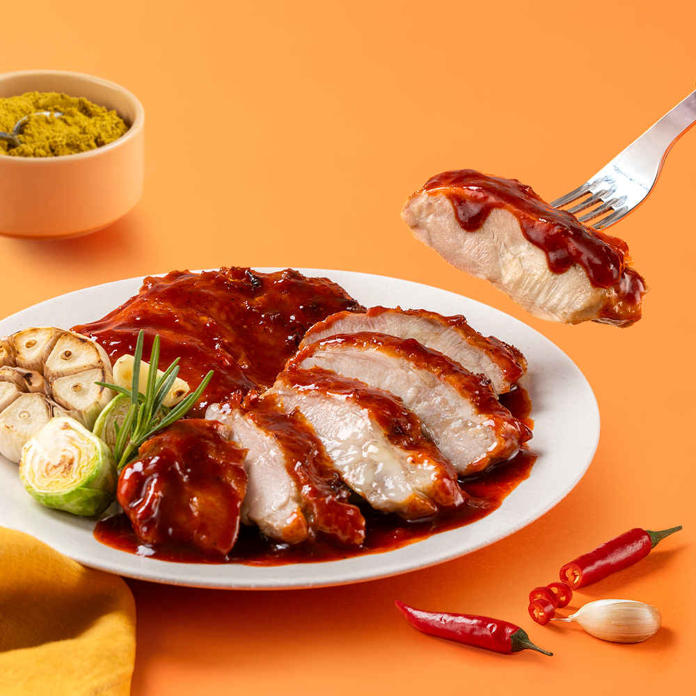 꾸운 닭다리살 4종 30팩 (오리지널, 닭갈비, 찜닭, 칠리) 다이어트 식단 헬스 소스 양념 닭가슴살 직화구이 닭다리살 : 유가네