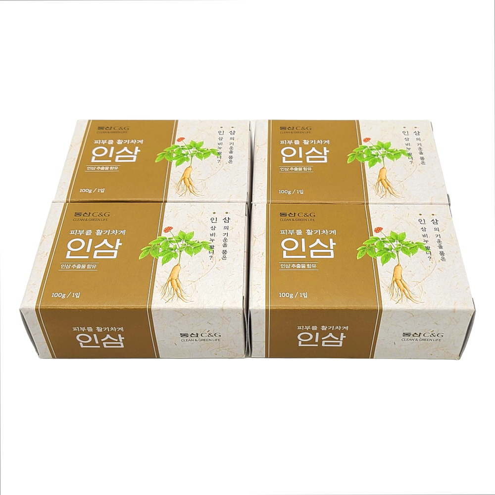 동산 C&G 인삼비누 4입 2개(+하늘선물 물티슈 10매) : 미미하우스코리아