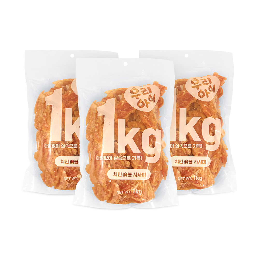 데이스포 우리아이 치킨 사사미 숯불, 1000g, 3개 : 펫클럽