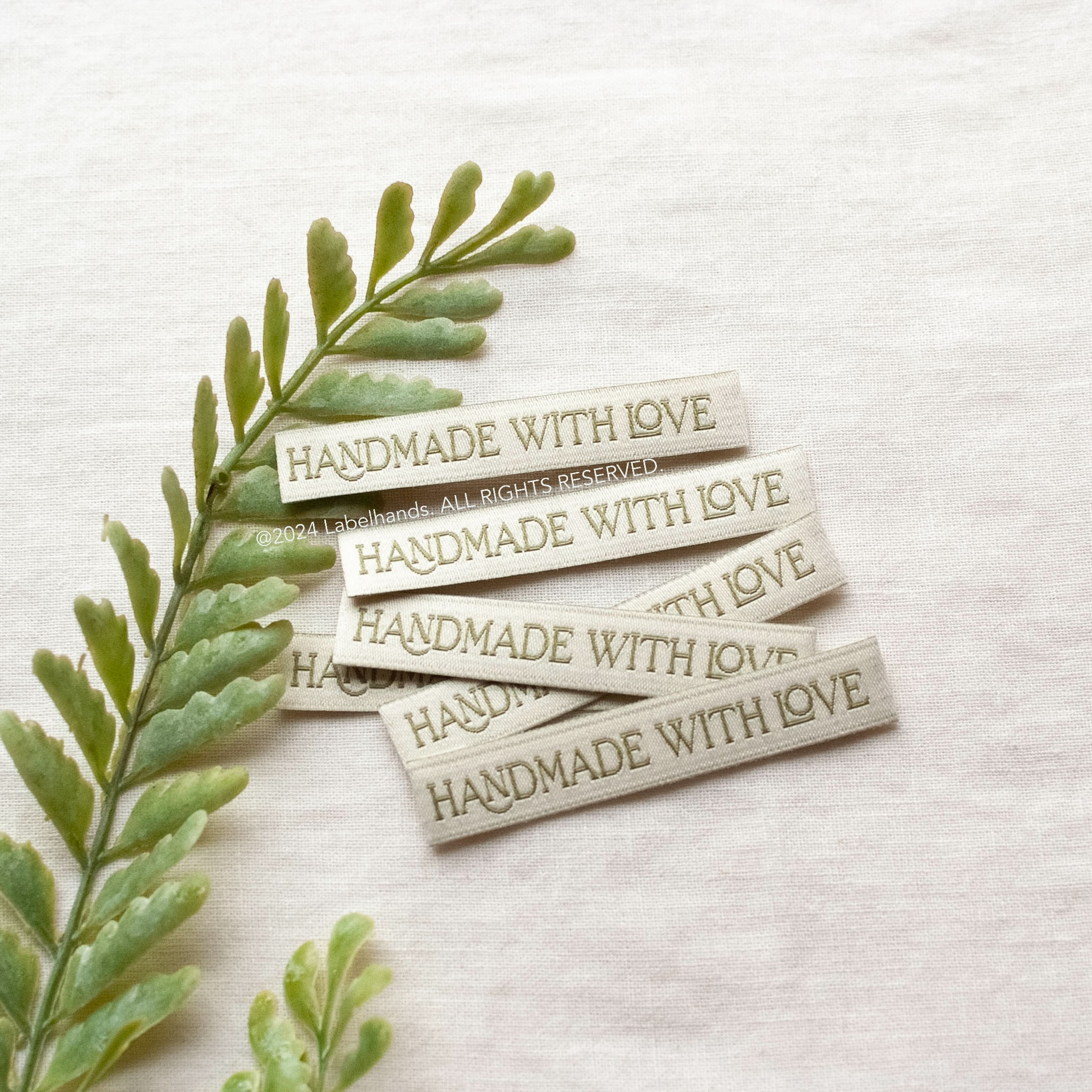 [1SET2개] 올리브 핸드메이드 위드 러브 직조라벨 handmade with love woven label : 피에스 파 피에스