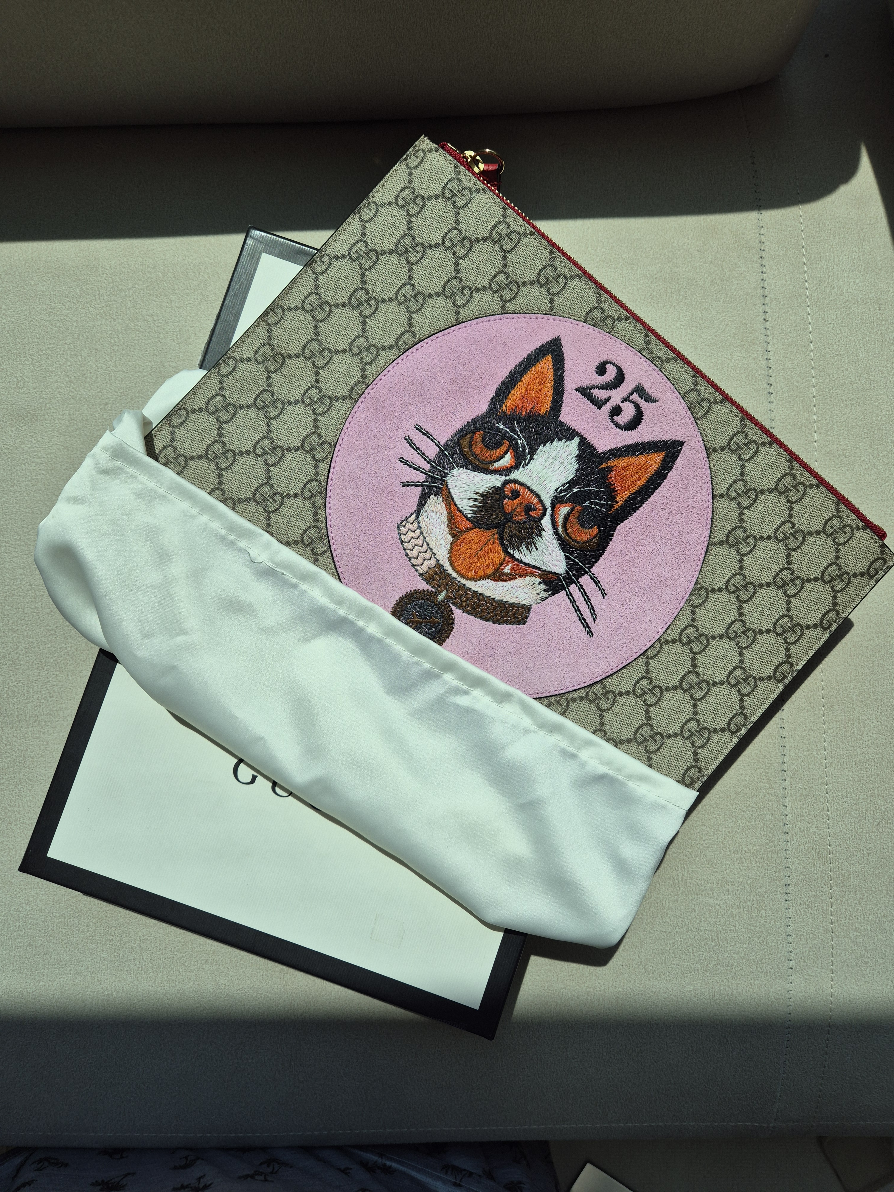 구찌 고양이 패치 클러치백 풀박스 S급 GUCCI CAT POUCH FULLBOX : 올디구디