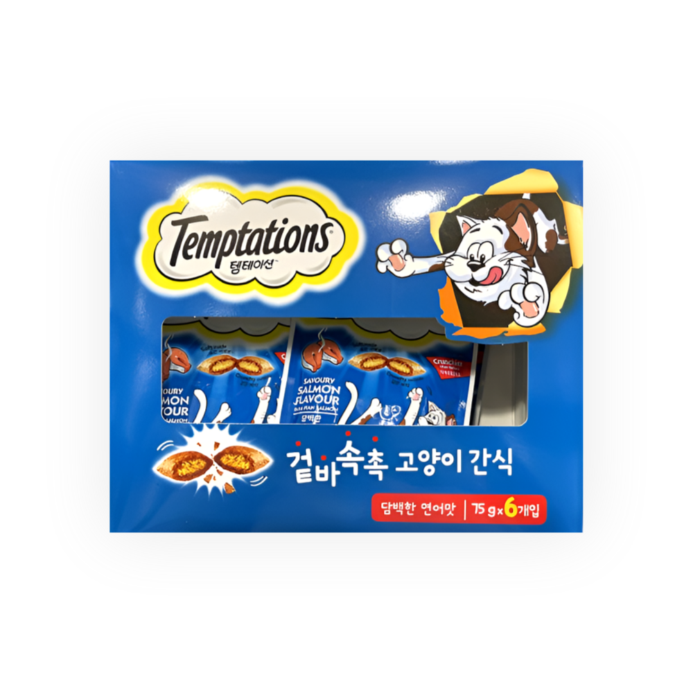 템테이션 연어 75g 6개입 대용량 고양이 이빨과자 : 자자주 ZSAZSAZSU
