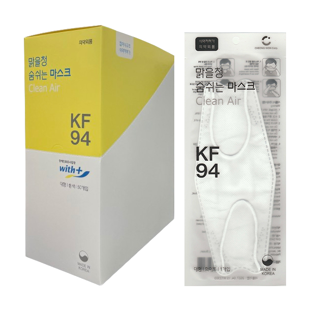 맑을청 숨쉬는 마스크 KF94 3D 대형 화이트 100매 개별포장 : 워터맨하우스