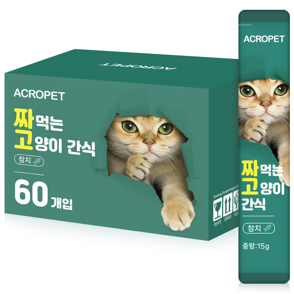 아크로펫 짜먹는 고양이 츄르 간식 참치 60개 영양 스틱 대용량 연어 치킨 : 키즈24