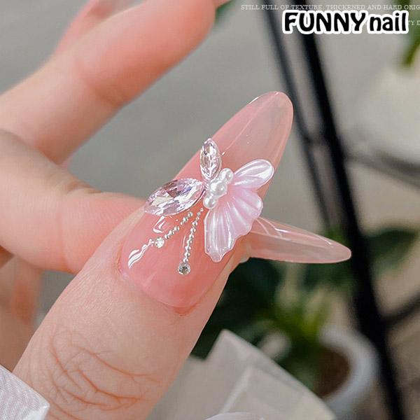 [퍼니네일] 아이스 보석날개 나비파츠 6pcs 세트  나비네일파츠 반반나비 문스톤 네일파츠 : 퍼니네일