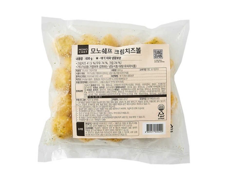 모노마트 크림치즈볼 600g X 6봉 1박스 [DK냉동식품] : 참치공장장