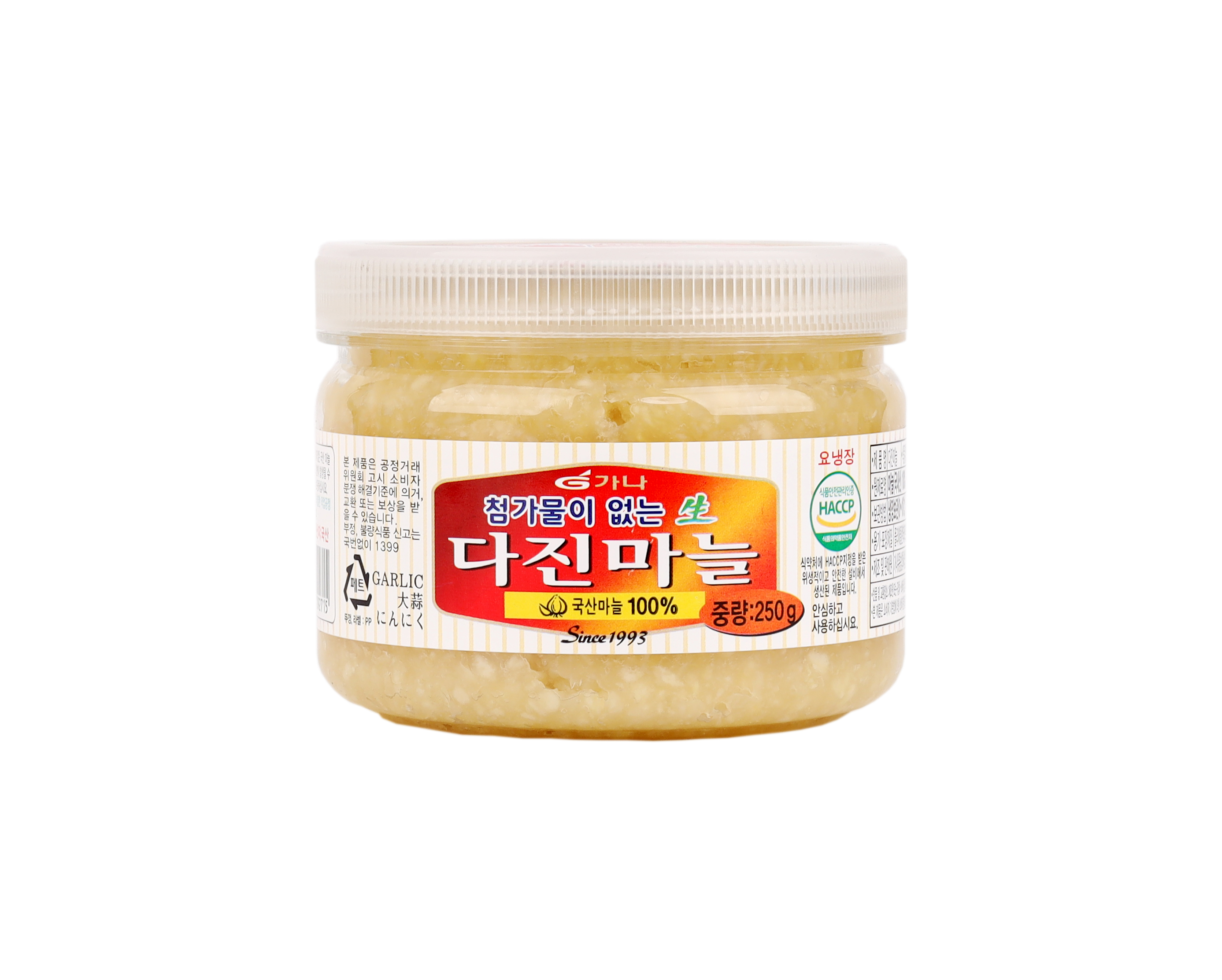 국산] 해썹 다진마늘 250g 꼭지제거 간마늘 PET HACCP : 가나유통 농업회사법인