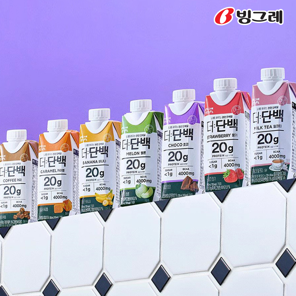 빙그레 더단백 드링크 7종 250ml 36팩 (초코 커피 카라멜 딸기 바나나 밀크티 멜론 택) : 푸링크