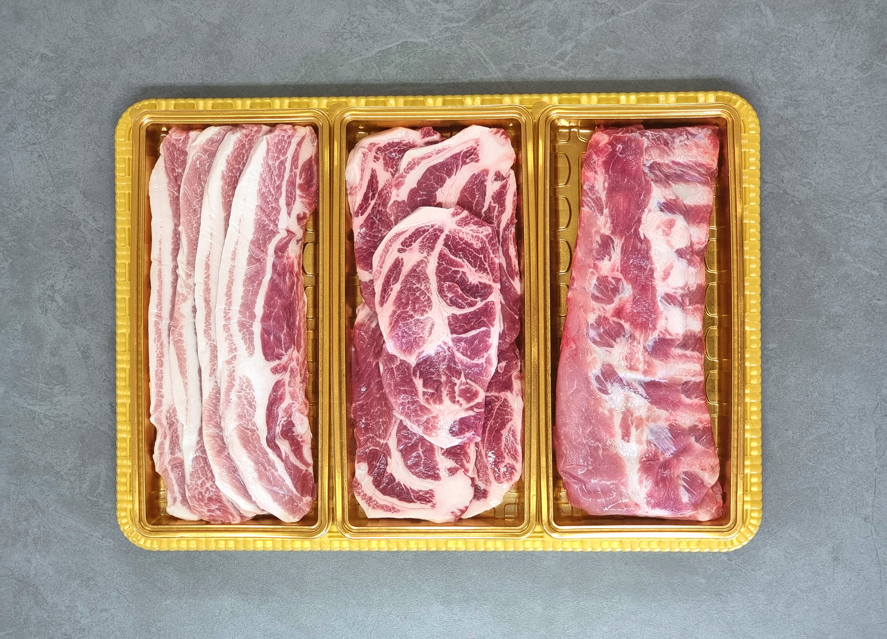 한돈명품선물세트 1.8kg 국내산 냉장 돼지고기 삼겹살, 목살, 등갈비 구이용 : 보람한돈
