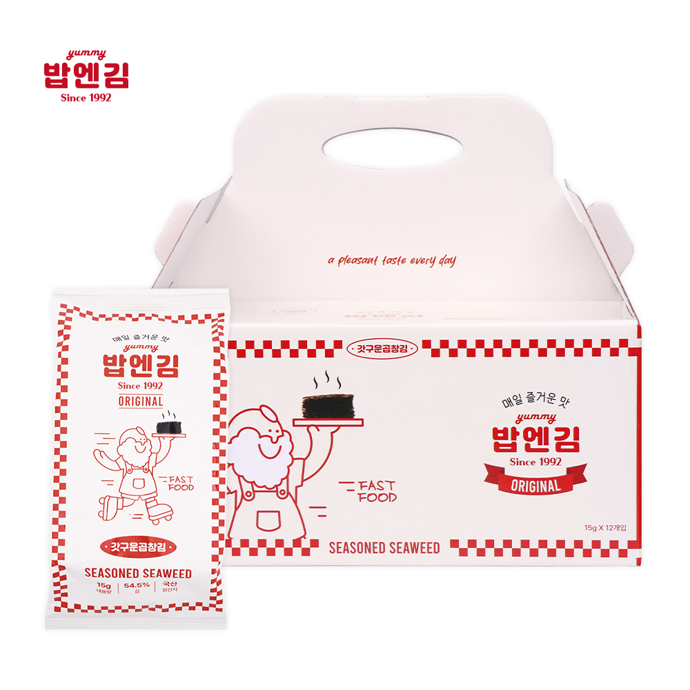 밥엔김 밥할아버지1호 조미 곱창김 12봉 김선물세트 : 광천김공장 밥엔김