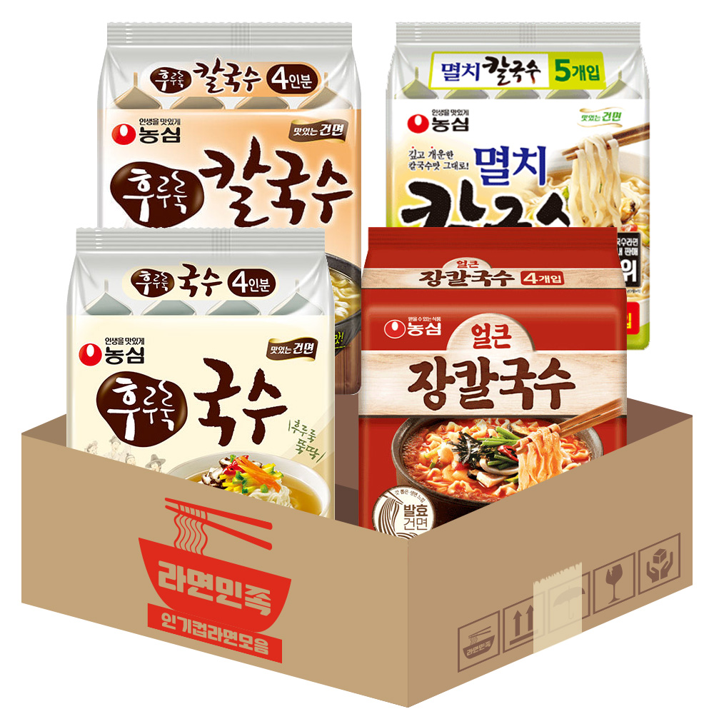농심 칼국수 4종 후루룩국수 4입 + 후루룩칼국수 4입 + 멸치칼국수 5입 + 얼큰 장칼국수 4입 : 조조점빵