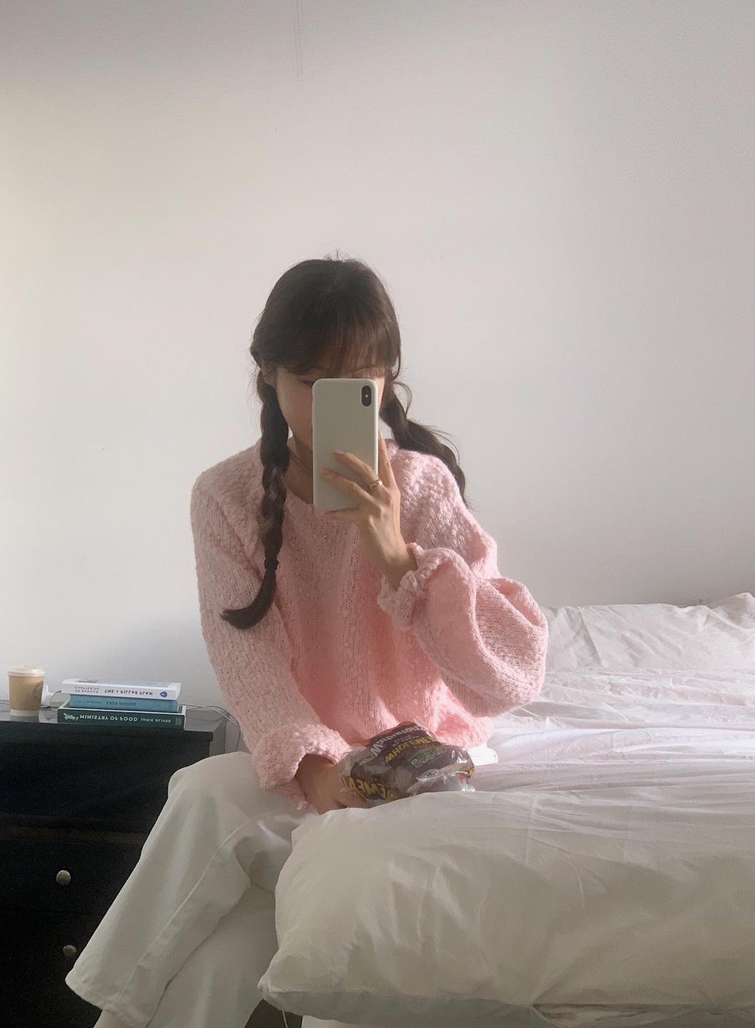 (아이당일)무배 리터 밀크 니트 울 여리핏 : 에치와오