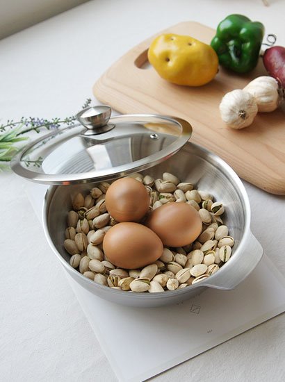 국산 클레어 스텐 통5중 냄비 내열유리 뚜껑 전골 찌개 양수냄비 20cm : 한울 스토어