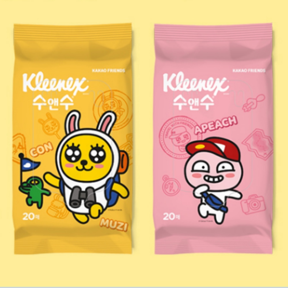 위월천 수앤수 크리넥스 카카오프렌즈 물티슈 20매 디자인랜덤 : 위월천마켓