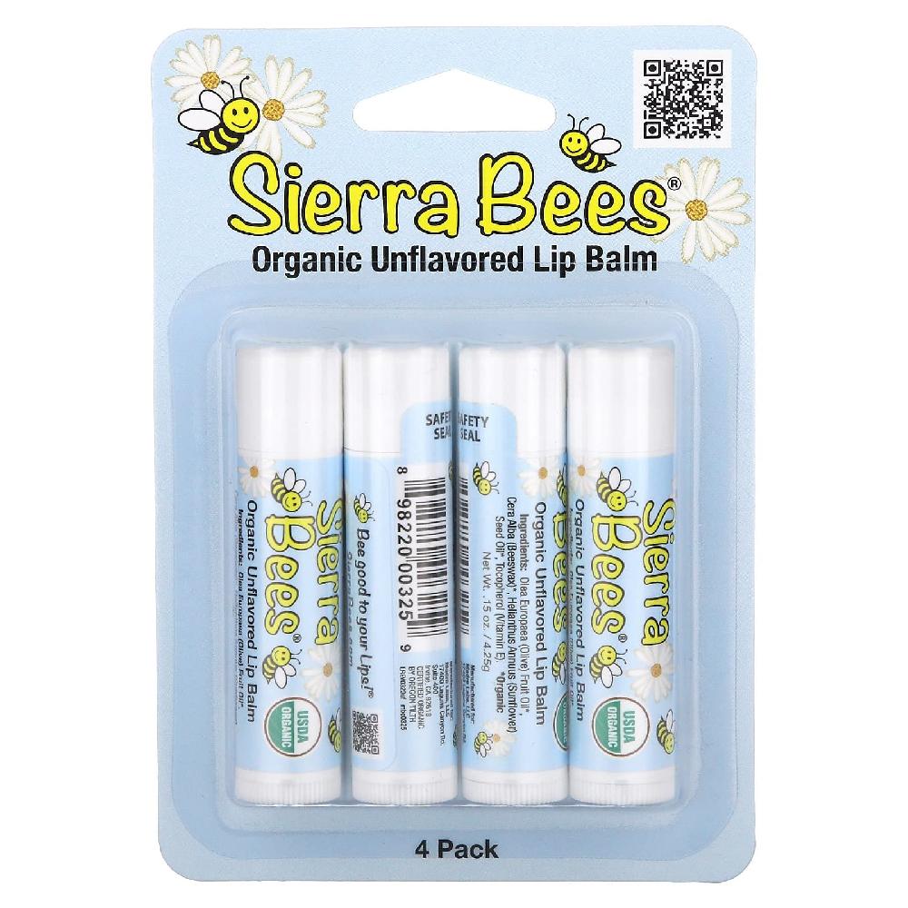 Sierra Bees (시에라 비즈) 유기농립밤 무향 4팩 각 15oz (4.25g) : 대안생활