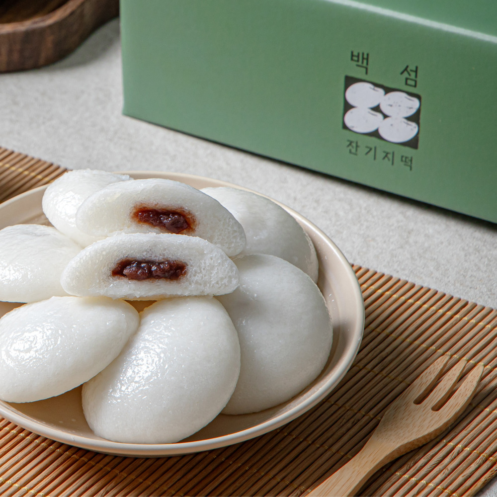 백섬 잔기지떡 쑥 기정떡 술떡 기지떡 아침대용 개별포장 선물세트 : 백섬 잔기지떡