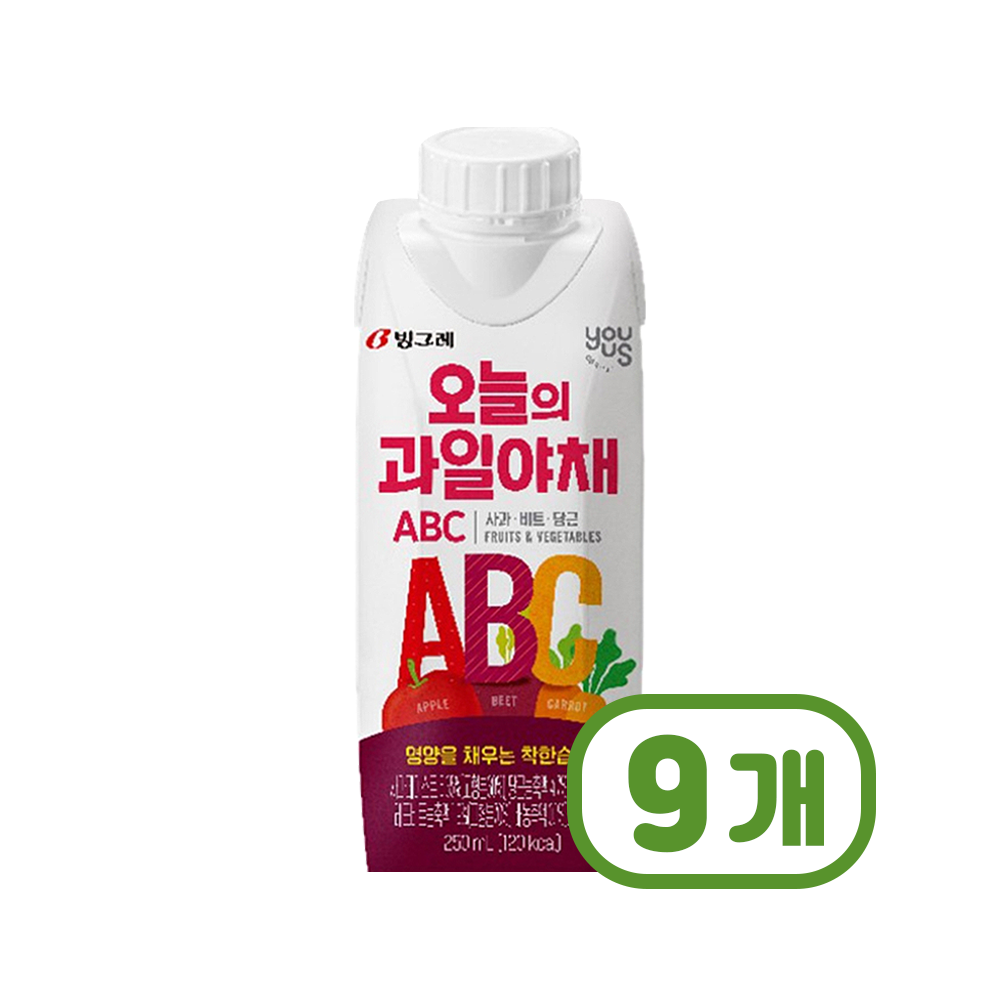 유어스 오늘의과일야채ABC 사과비트당근 건강음료 250ml x 9개 : 트렌디푸드샵