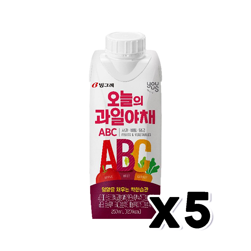 유어스 오늘의과일야채ABC 사과비트당근 건강음료 250ml x 5개 : 트렌디푸드샵