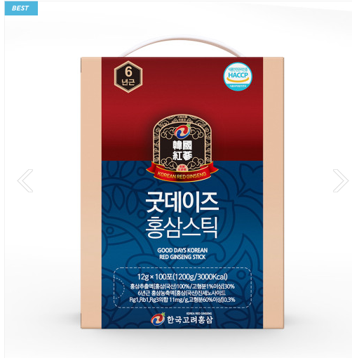 굿데이즈 6년근 고려 홍삼 스틱 100포 대용량 명절선물 [원산지:상세설명에 표시] : 머야머야