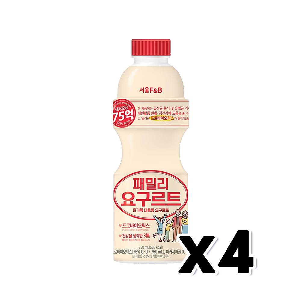 서울에프엔비 패밀리요구르트 대용량유산균음료 750ml x 4개 : 트렌디푸드샵