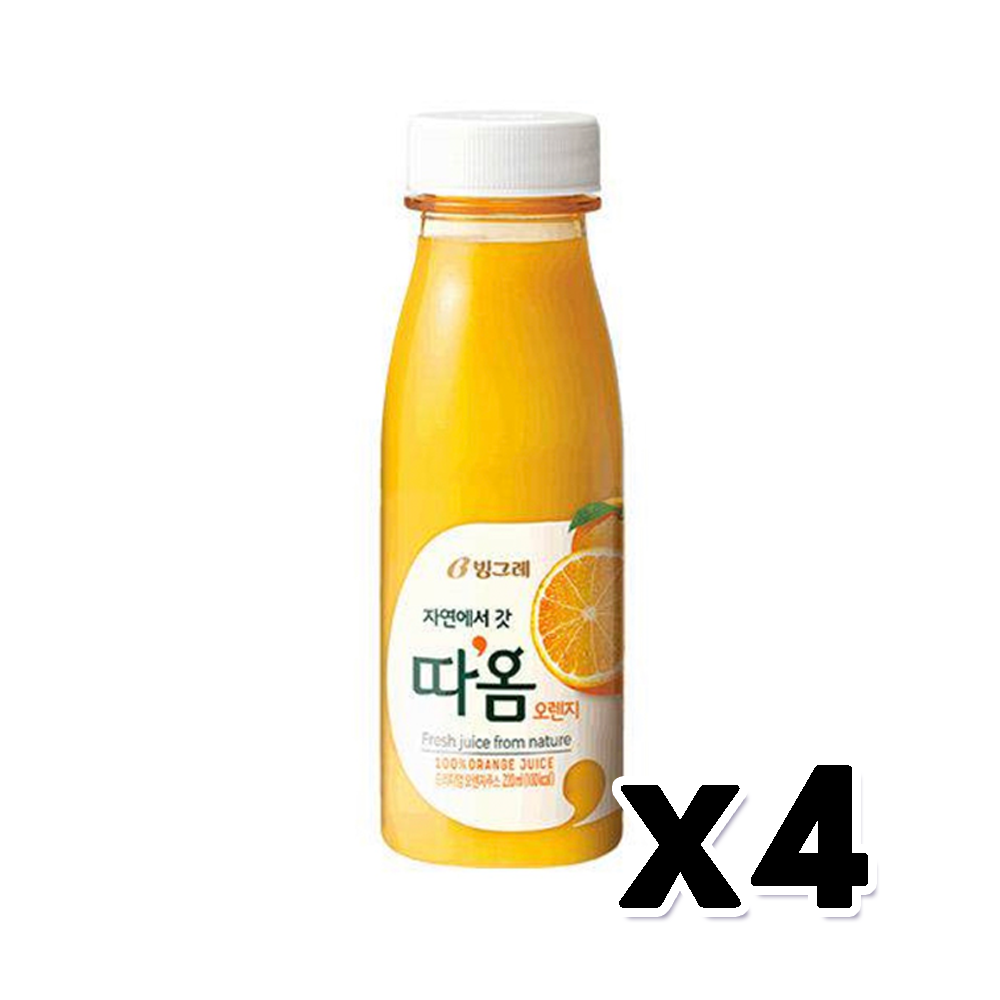 따옴 오렌지주스 페트음료 235ml x 4개입 : 트렌디푸드샵