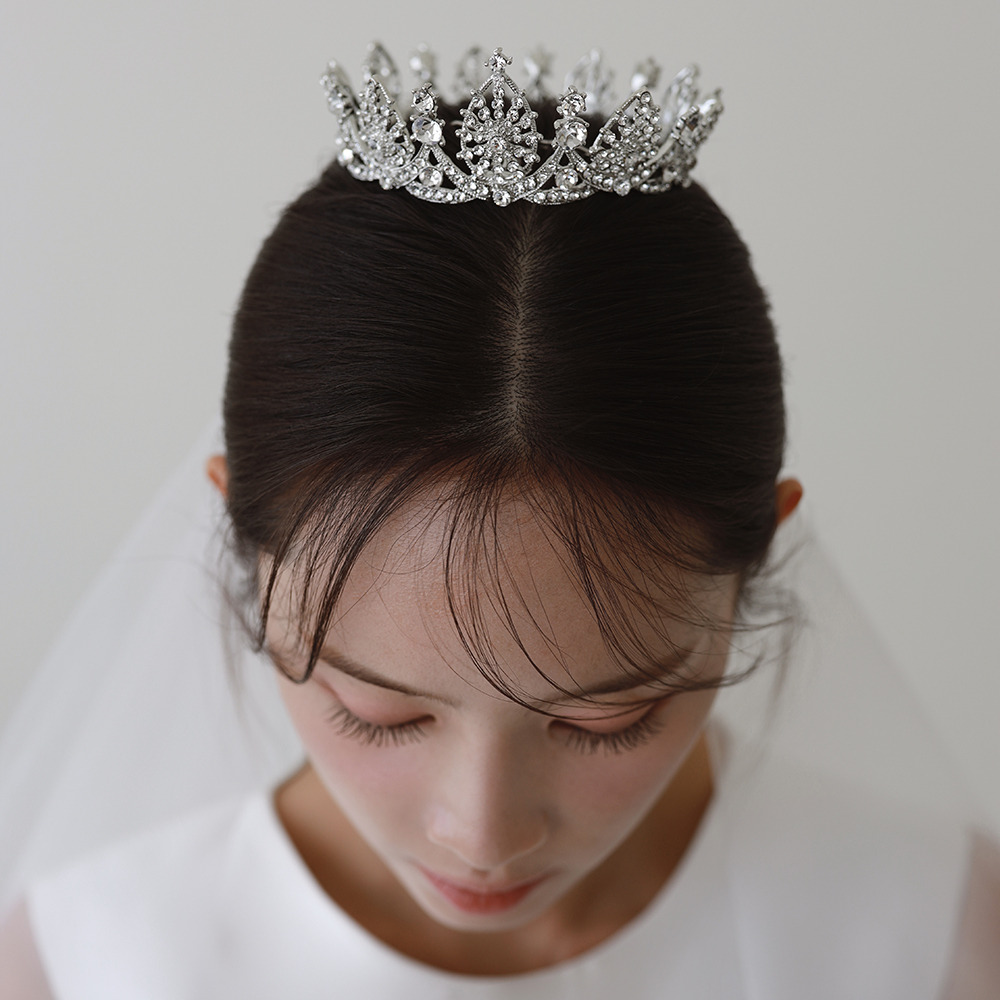 아벨리나 티아라 HAB0733 셀프 웨딩 스튜디오 촬영 왕관 보석 큐빅 헤어 악세사리 소품 : 베일즈