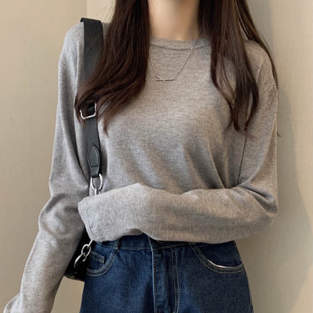 베이직 소프트 라운드넥 긴팔 티셔츠 : 제이엔엘뷰