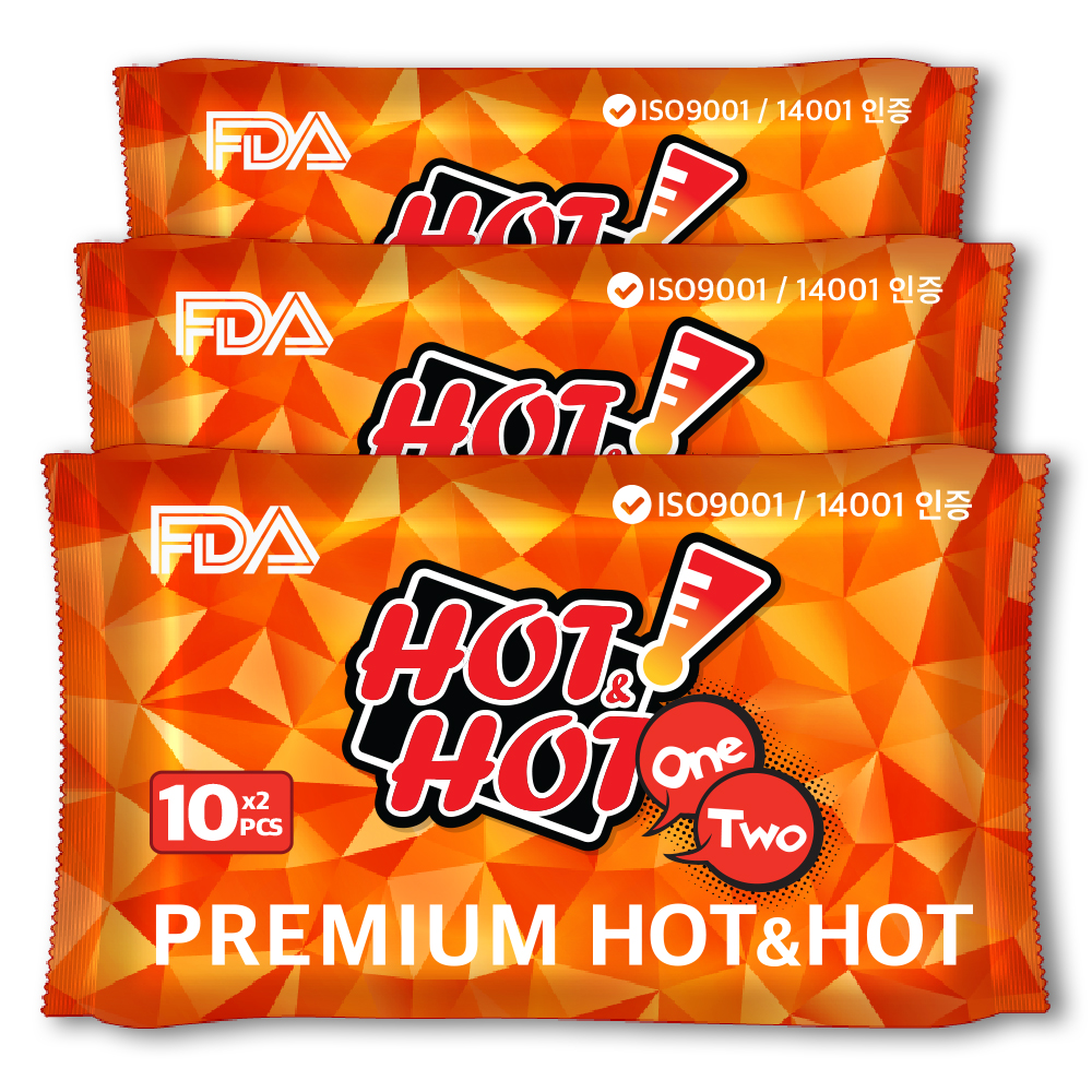 프리미엄 핫앤핫 핫팩 RED 95g+안전한 FDA/14001(환경) 30개 : 핫앤핫