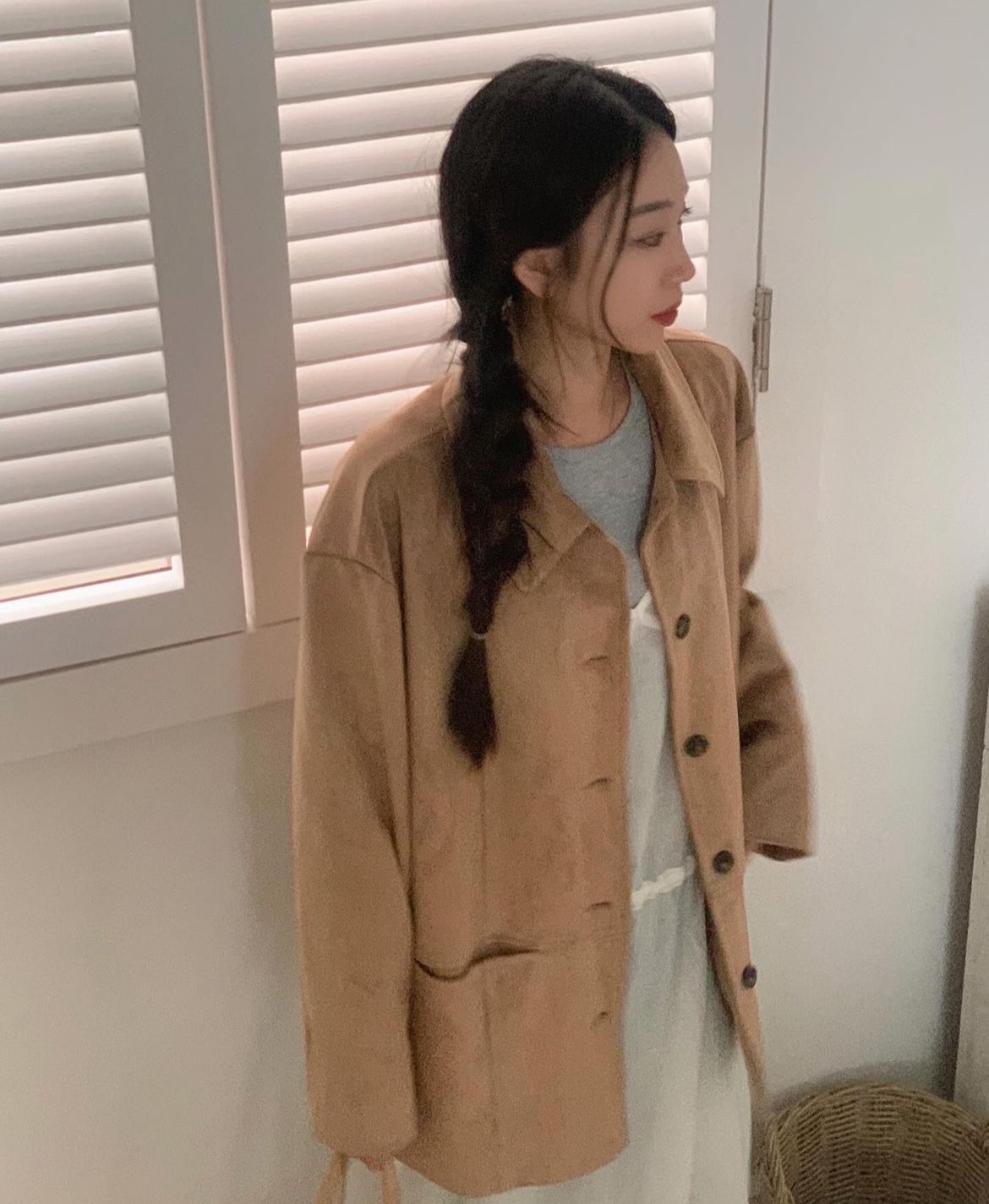 어텀 스웨이드 오버핏 레더 자켓 : VIVIDYOON