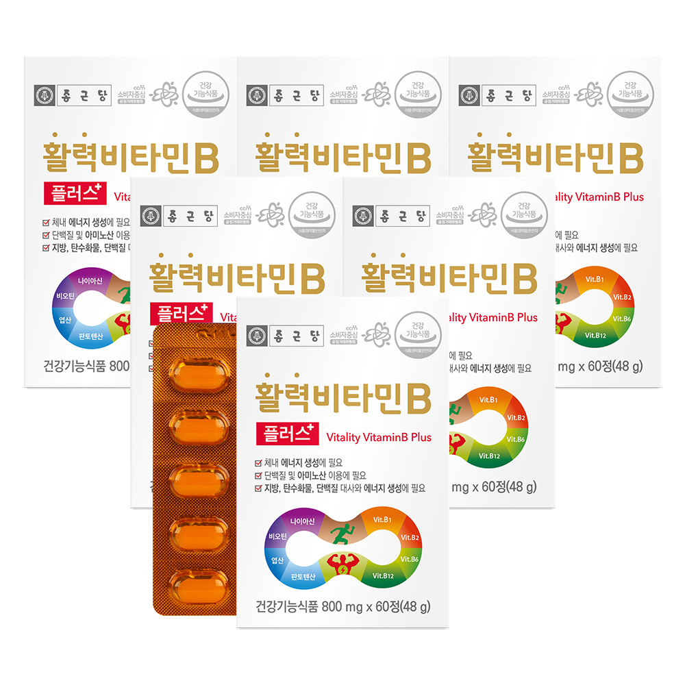 종근당 활력 비타민B 플러스 6박스(12개월분) 나이아신 비오틴 엽산 판토텐산 : 그린코어몰