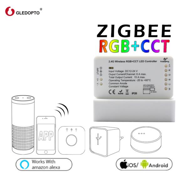 에코 플러스 smartthings rgb + cct 컬러 DC12-24V 허브와 호환되는 스마트 보이스 지그비 컨트롤러 : 리테일정민상사
