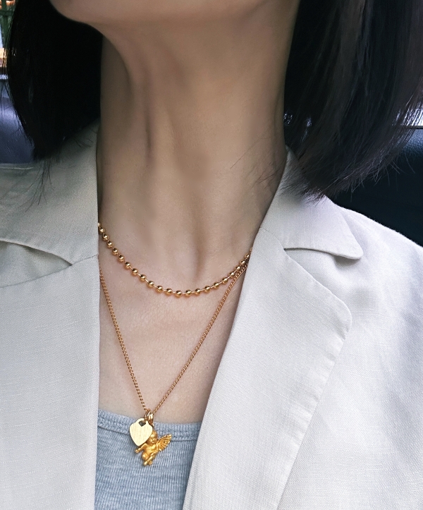 [비쥬살롱케이]순금 18.75g 골드볼 군번 체인 41cm 목걸이 : 비쥬살롱케이
