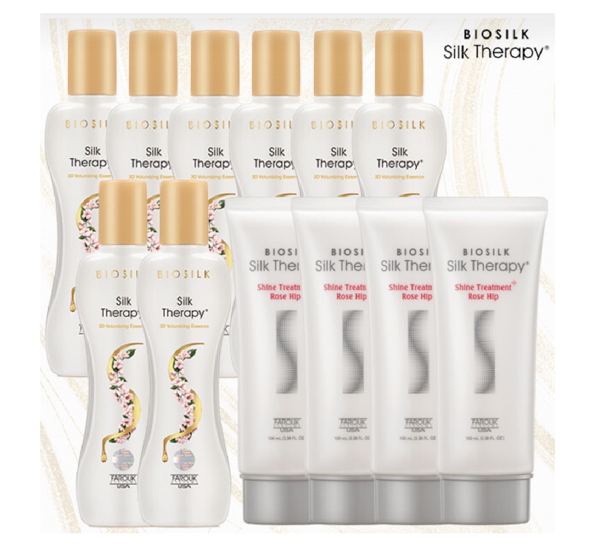 실크테라피 3D 볼류마이징 에센스 150ml x 8개 + 샤인 로즈힙 트리트먼트 100ml x 4개 : 동미승이 잡화점