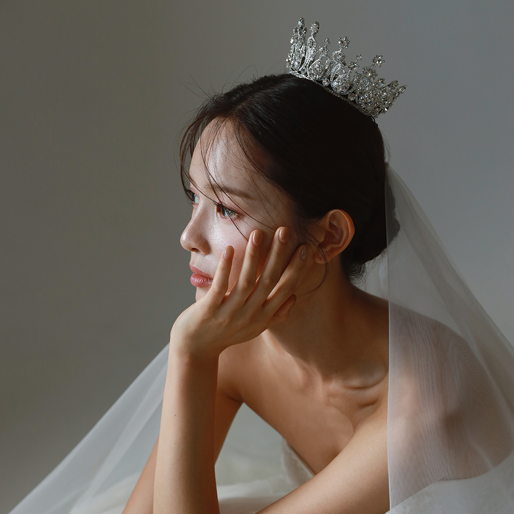 벤자민 티아라 HAB0731 셀프웨딩 스튜디오촬영 왕관 보석 큐빅 헤어 악세사리 소품 : 베일즈