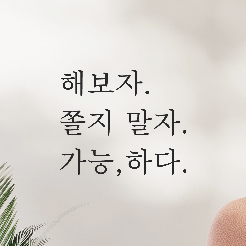 인테리어 포인트 응원 문구 레터링 스티커 해보자 쫄지 말자 가능하다 L-094S 검정 : 어썸투데이
