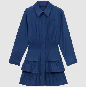 Banding shirt ruffle Dress navy : Purity shop