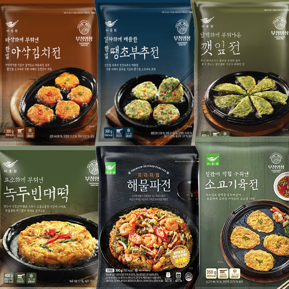 사옹원 명절전 부침개 김치전 부추전 꺳잎전 녹두전 해물파전 소고기육전 모듬전세트 : 안주상회
